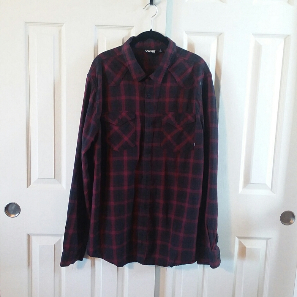 Vans Off The Wall Mens Plaid Long Sleeve  Shirt